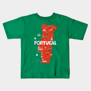 Portugal Illustrated Map Kids T-Shirt